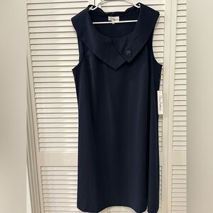 Olivia Matthews Navy Sleeveless Mini Dress with Wide Folded Collar